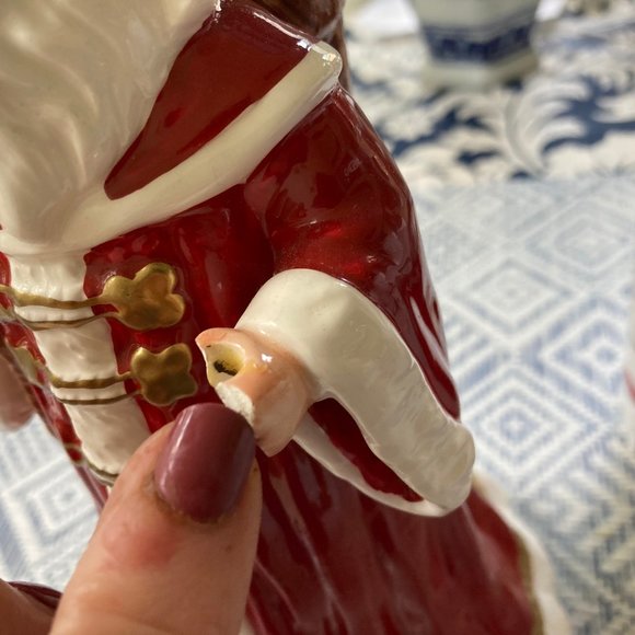 LEFTON MUSICAL SANTA VINTAGE PORCELAIN ROTATING SANTA FLAW - Picture 9 of 10